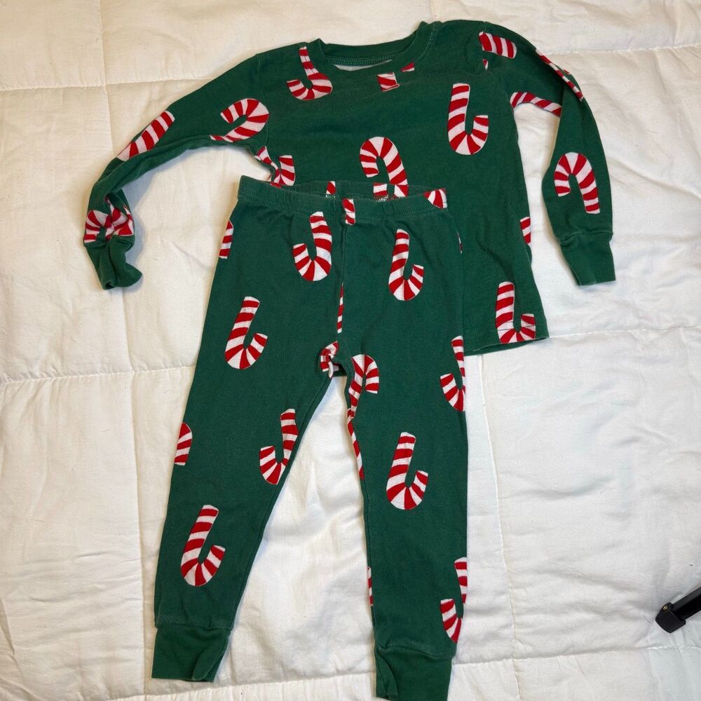 Carter's 2T Green Candy Cane 2-Piece Pajama Set